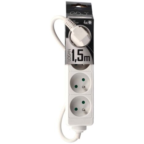 Multiprise LOGAN blanc 4 prises 2p+T câble 1,5m EDO777554 EDO SOLUTIONS