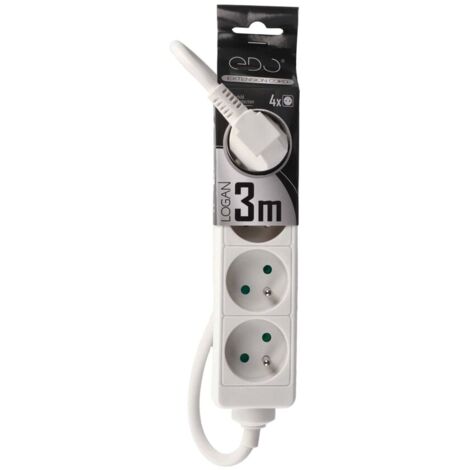 Multiprise LOGAN blanc 4 prises 2p+T câble 3m EDO777555 EDO SOLUTIONS