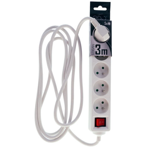 Multiprise LOGAN blanc 5 prises 2p+T avec interrupteur câble 3m EDO777672 EDO SOLUTIONS