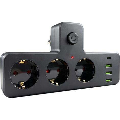 Multiprise Murale, Multiprise USB 3 Sortie AC et 3 USB et 1 Type C, Multiprises avec Interrupteur pour la Maison, Bureau
