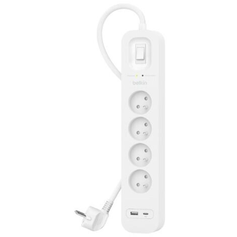 Multiprise parafoudre - 4 prises,1 USB-C, 1 USB-A