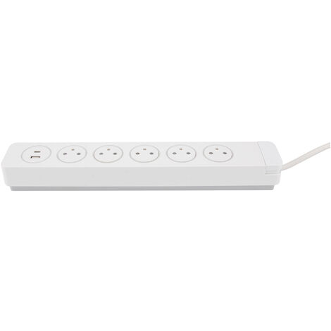 Multiprise parafoudre 5 prises 2P+T 16A + 2 USB - Easy Eject - Mantéa - Otio