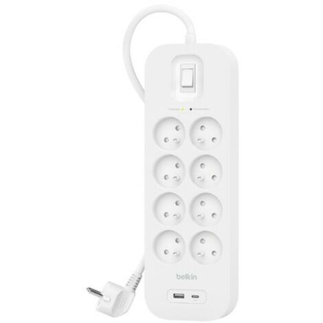 Multiprise parafoudre - 8 prises,1 USB-C, 1 USB-A