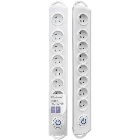 Multiprise parafoudre Qoltec  8 prises  1,5 m  Blanche