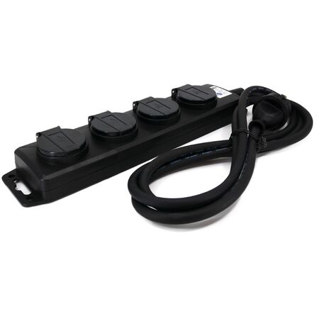 Multiprise professionnelle 4 prises à clapet IP44 – Câble 1,5m 3G1.5mm² – Protection extérieure pour chantiers et événements – Keli - H05RRF