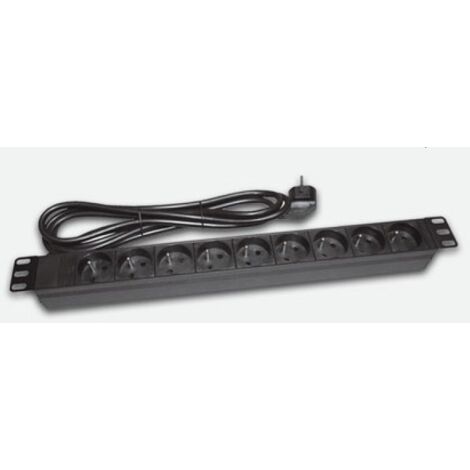 Multiprise rack 19 pouces avec 9 prises CEE 7/5 et fiche CEE 7/7 avec LED PZ09