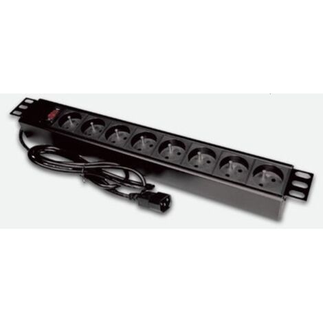 Multiprise rack 19 pouces avec 9 prises CEE 7/5 et fiche IEC320 C14