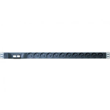 Multiprise rackable 19'' verticale 12p + disjonct.