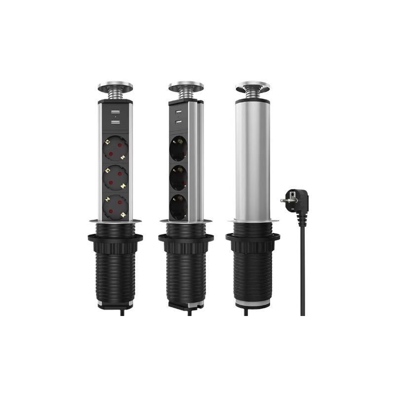 Multiprise rétractable, prise jack 3 positions, cordon d'alimentation 2m-RAPANDA