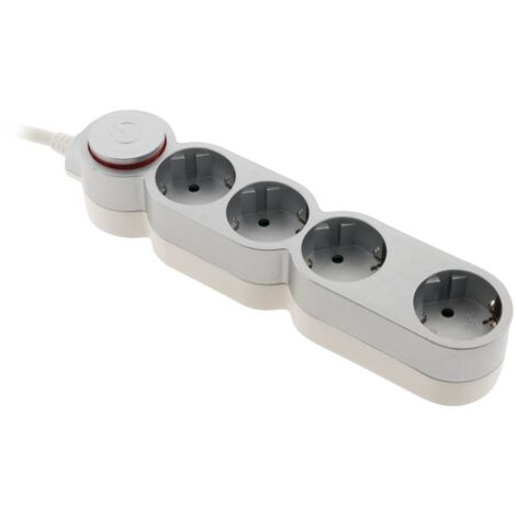 Multiprise Schuko 4x16A + interrupteur - 1,5m - Gris - Zenitech