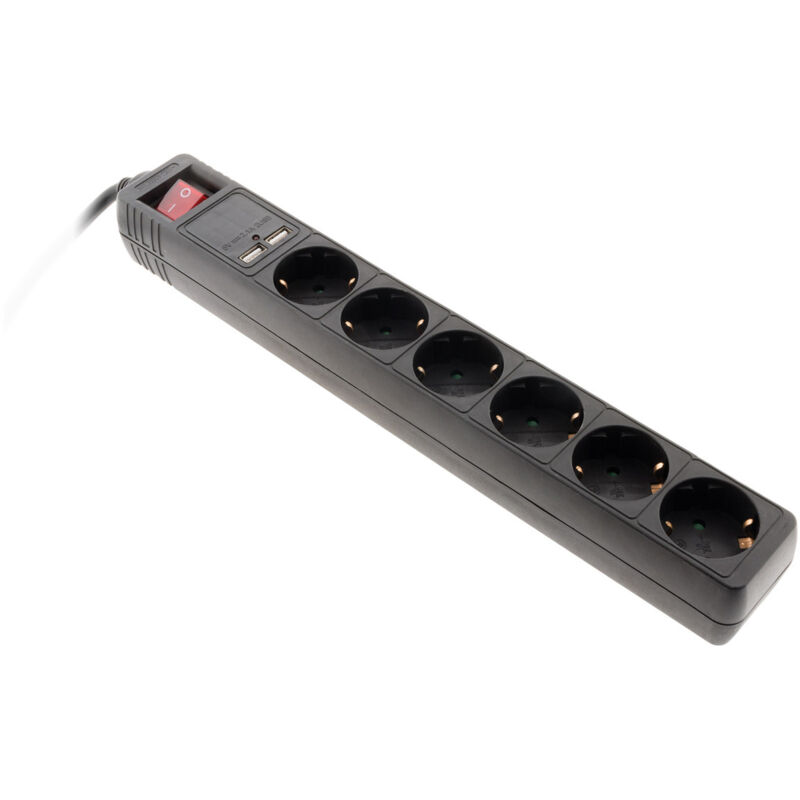 Multiprise Schuko 6x16A + 2 USB-A - Noir - Zenitech Multiprise Schuko 6x16A + 2 USB-A - Noir - Zenitech