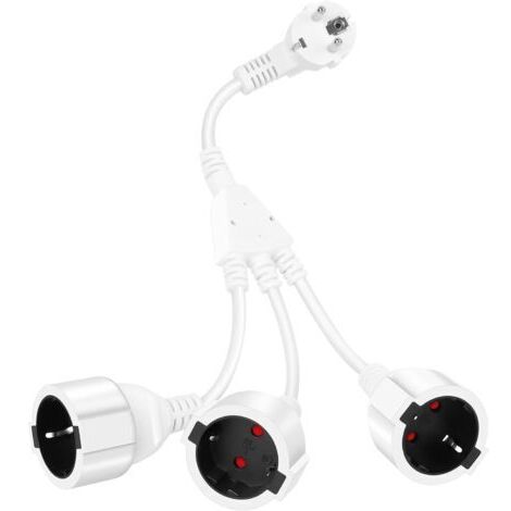 Multiprise triple avec 3 prises Schuko 16 A/250 V/3500 W max. Adaptateur 3 en 1, distribution à 3 voies, IP44, pour la maison, le bureau et les voyages