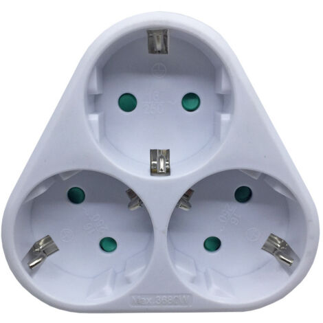 Multiprise Triplite 3x16A Triangulaire - Blanc-Norme européenne de prise 1 à 3