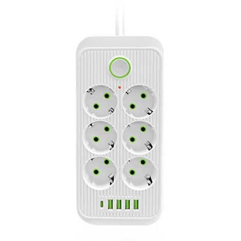 Multiprise UE 6 prises secteur, prise électrique blanche