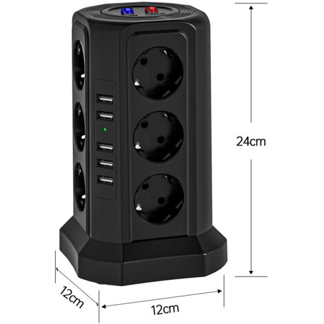 Multiprise verticale avec adaptateur USB multifonctionnel pour tour de bureau