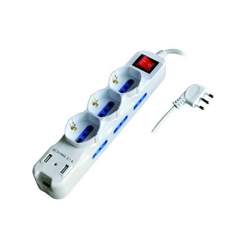 Multiprises 11 Prises avec Interrupteur Schuko + Bypass + Prise Usb 16A