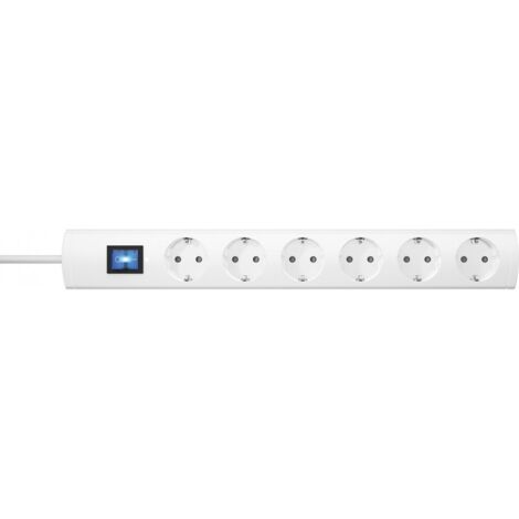Multiprises Oversal 6f. avec interrupteur Blanc1,4m