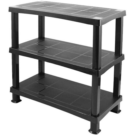 Multipurpose 3 Tier Strong Black Plastic Shelving Units Racking Shelf For Storage