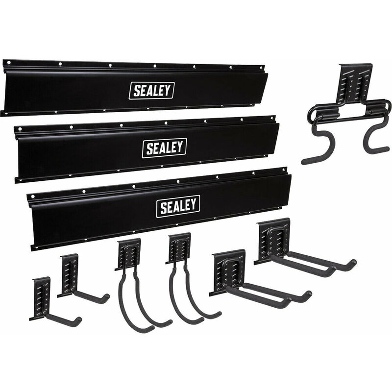 Loops - Multipurpose Wall Mounted Storage Hook Set - Garage Ladder Garden Tools Bracket