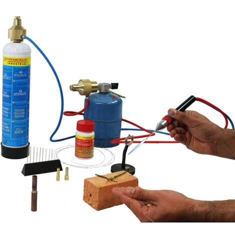 Multirex – Chalumeau soudeur à flamme bi-gaz – Température 2800°C – Tuyaux souples 2mm avec clapets anti-retour – Socle pour usage pro