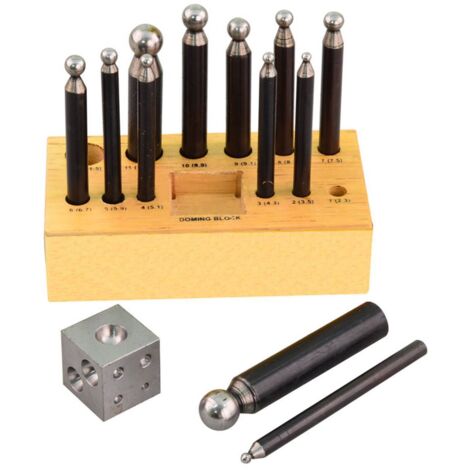 Multirex – Jeu d'embossoirs en acier 12 pièces – Diamètres de 2,3 à 11,5 mm – Pour métaux tendres plomb, aluminium, cuivre – Bloc à embosser inclus
