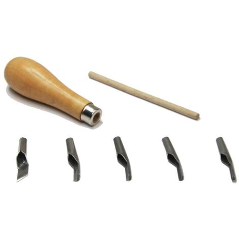 Multirex – Outils de sculpture avec 5 lames interchangeables – Manche en bois ergonomique – Pour sculptures précises sur bois dur