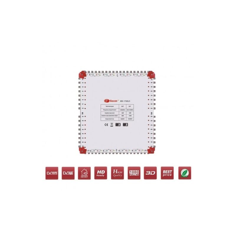 ME - Multiswitch Commutateur avec led Cascade Satellite MS-1732LC - 17 entrées 32 sorties, Haute Définition