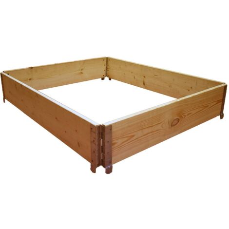 Multitanks – Carré potager en bois naturel 120x100cm – Contenance 234 litres – Montage sans outils – Pour jardins de ville et terrasses