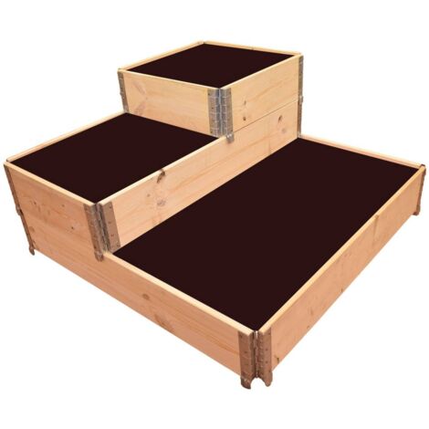 Multitanks – Carré potager en bois naturel 3 étages 1200 x 1200 mm – Construction modulaire sans clous – Capacité 490 litres – Hauteur 60 cm