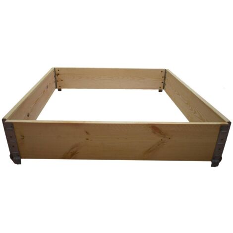 Multitanks – Carré potager en bois de sapin 1000x1000mm – Hauteur 19.5cm – Contenance 190 litres – Montage sans clous ni vis