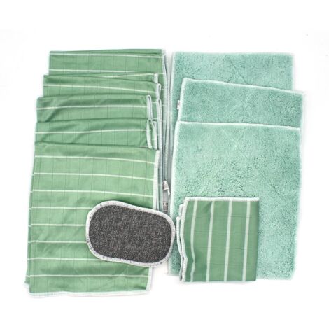 Multitanks – Kit de 5 chiffons en microfibre de bambou – 3 lavettes double face, 1 éponge, 1 essuie-lunettes – Ultra-absorbants et résistants aux lavages