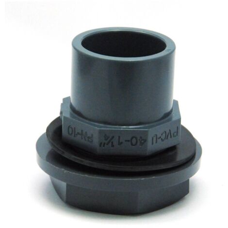 Multitanks – Raccord trop plein PVC femelle lisse 32/40 mm – Joint plat et écrou PVC inclus – Pour installation cuve à eau – Raccordement facile tuyaux PVC