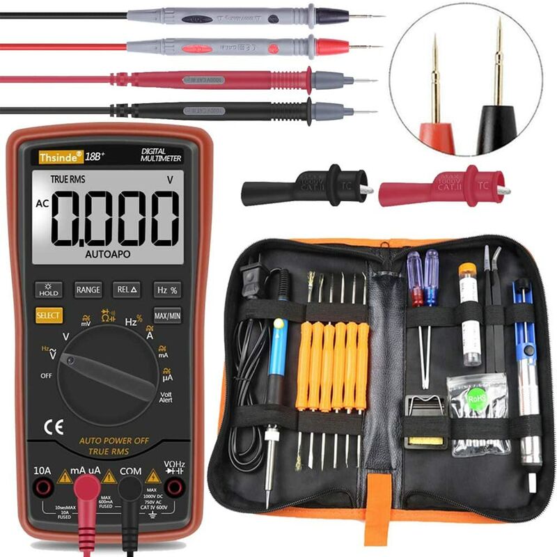 

Multímetro digital probador eléctrico amperímetro manual voltímetro ohmímetro de mano.