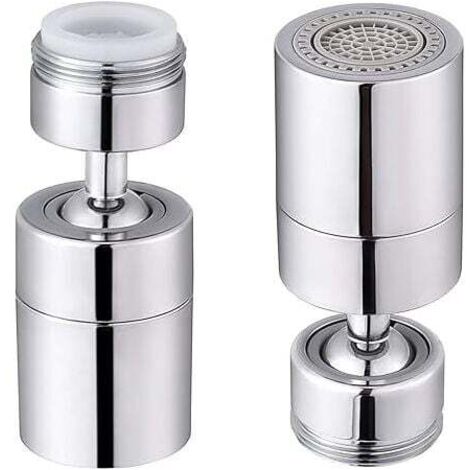 MUMU Brass Swivel Double Ball Faucet Aerator 80° Adjustable Wide Angle 2 Spray Functions Soft Flow & Strong Flow Chrome Replacement Faucet Aerator - 1.8 GPM / M24