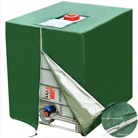 MUMU Cover for 1000L Tank, Sun Protection Cover for IBC Rainwater Tank, Anti-Dust Anti-UV, Protective Cover (116 x 100 x 120 cm)