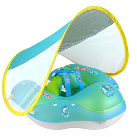 MUMU Materassino gonfiabile per piscina per bambini, materassino gonfiabile per piscina per bambini con parasole, materassino gonfiabile per piscina per bambini dai 3 ai 12 mesi, 4,5-9 kg