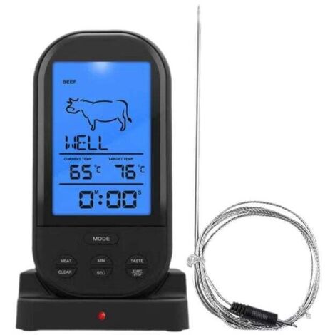 MUMU Wireless Kitchen BBQ Thermometer, Smart BBQ Fork, Electronic Digital Display, BBQ Thermometer, Water Thermometer (Black)