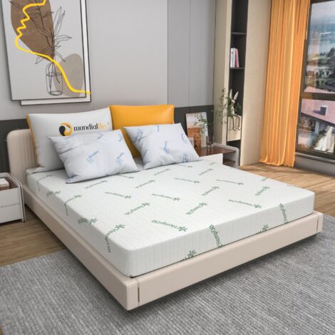 Mundialflex Materasso Singolo 90x190, Memory Foam con rivestimento Sfoderabile Canapa.