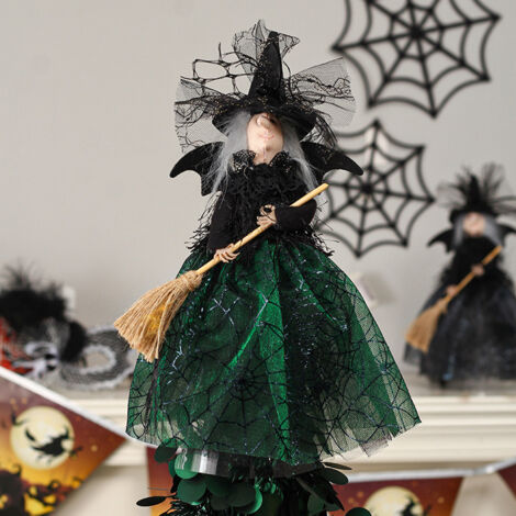 [Muñeca de Halloween] [Muñeca de bruja de dibujos animados] [Decoración festiva] – Gasa y tela no tejida, 28,5 x 21 cm, 30 g, decoración de mesa y regalo creativo