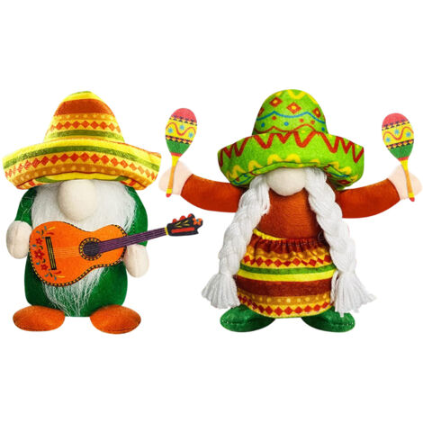 Muñecas, pareja de gnomos de carnaval, lindos gonks mexicanos de estilo hawaiano, muñecos de peluche sin rostro para decoración del hogar de verano, adorno para fiesta hawaiana, 2 piezas