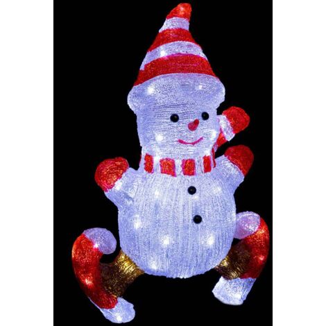 Muñeco de nieve con corredores de exterior iluminados H50cm 60 LED + transformador - Feeric lights & christmas