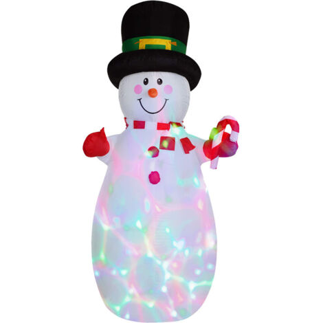 Muñeco de nieve inflable navideño de 180 cm con luces LED giratorias de colores, decoración navideña inflable para exteriores con guirnalda para jardín, césped y fiestas navideñas.