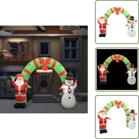 Muñeco de nieve - vidaXL Arco de Navidad inflable Papá Noel y muñeco de nieve LED 223 cm - Arco inflable