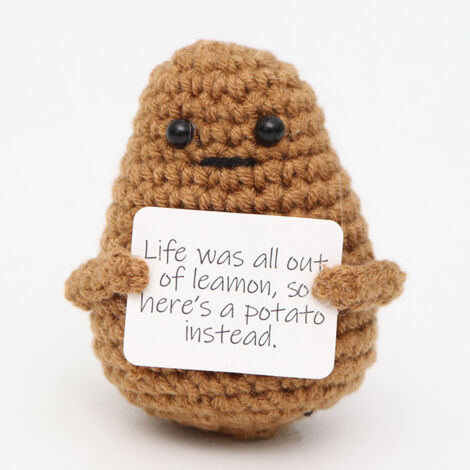 Muñeco de patata tejido divertido e inspirador, juguete de peluche con tarjeta positiva, regalo divertido para hombres, mujeres, parejas y adolescentes.