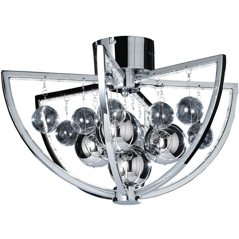 Endon Lighting - Endon Muni - 1 Light Flush Ceiling Light Chrome Glass Balls