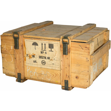 Munitionskiste Natur groß Munitionsbehälter Möbelgestell Bett Couch Wohnzimmertisch Aufbewahrungskiste Vintage Transportkiste Schatztruhe