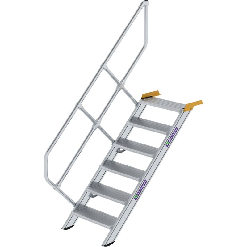 Escalier 45° Largeur de marche 600 mm 6 marches aluminium strié - 600246 - Günzburger Steigtechnik