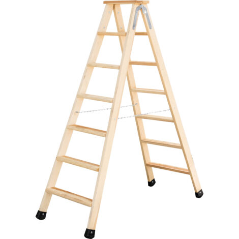 MUNK Holz Stufen-Stehleiter 2x7 Stufen