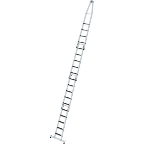 MUNK Stufen- Glasreinigerleiter 4-teilig mit clip-step R13 und nivello Traverse 3x5+4 Stufen