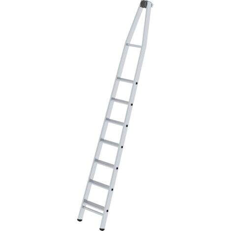 MUNK Stufen-Glasreinigerleiter mit nivello-Traverse, 7-stufiges Oberteil